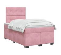 vidaXL Lit boxspring avec Matelas Rose 120 x 190 cm Velours, Chambre, lit Tendance, Velours, tête de lit Ajustable, Matelas Ferme, Sommeil réparateur, idées déco
