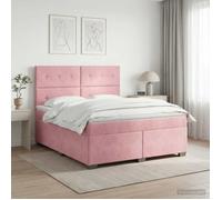 vidaXL Lit boxspring avec Matelas Rose 160 x 200 cm Velours, Chambre, lit Tendance, Velours, tête de lit Ajustable, Matelas Ferme, Sommeil réparateur, idées déco