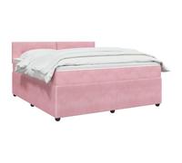 vidaXL Lit boxspring avec Matelas Rose 160 x 200 cm Velours, Lit Moderne, avec tête de lit Ajustable, Velours, Confortable, Meuble Gain de Place stylé pour la Chambre