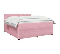 vidaXL Lit boxspring avec Matelas Rose 180 x 200 cm Velours, Lit Moderne, avec tête de lit Ajustable, Velours, Confortable, Meuble Gain de Place stylé pour la Chambre