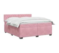 vidaXL Lit boxspring avec Matelas Rose 200 x 200 cm Velours, Chambre contemporaine, Cadre de lit Moderne, tête de lit Ajustable, Matelas Medium Ferme en Velours