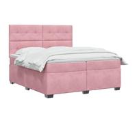 vidaXL Lit boxspring avec Matelas Rose 200 x 200 cm Velours, Chambre, lit Tendance, Velours, tête de lit Ajustable, Matelas Ferme, Sommeil réparateur, idées déco