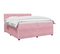 vidaXL Lit boxspring avec Matelas Rose 200 x 200 cm Velours, Lit Moderne, avec tête de lit Ajustable, Velours, Confortable, Meuble Gain de Place stylé pour la Chambre