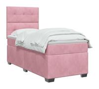 vidaXL Lit boxspring avec Matelas Rose 90 x 200 cm Velours, Chambre, lit Tendance, Velours, tête de lit Ajustable, Matelas Ferme, Sommeil réparateur, idées déco