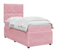vidaXL Lit boxspring avec Matelas Rose 90 x 200 cm Velours, Chambre Moderne, lit à Ressorts, Matelas réglable, Cadre stylé, Sommeil Confortable à la Maison