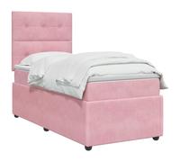 vidaXL Lit boxspring avec Matelas Rose 90 x 200 cm Velours, Chambre Moderne, lit à Ressorts, Matelas réglable, Cadre stylé, Sommeil Confortable à la Maison