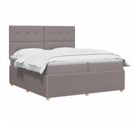 vidaXL Lit boxspring avec Matelas Taupe 140 x 200 cm Tissu, Chambre Moderne, lit rembourré, tête de lit réglable, mobilier Pratique, Matelas à Ressorts, Base à Lattes Confortable