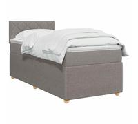 vidaXL Lit boxspring avec Matelas Taupe 90 x 200 cm Tissu, Chambre Tendance, lit Box Spring Moderne, tête réglable, Cadre rembourré, Solution Matelas mi-Ferme