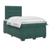 vidaXL Lit boxspring avec Matelas Vert foncé 120 x 190 cm Velours, Chambre, lit Tendance, Velours, tête de lit Ajustable, Matelas Ferme, Sommeil réparateur, idées déco