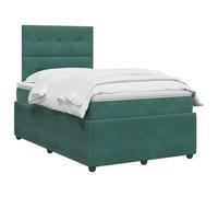 vidaXL Lit boxspring avec Matelas Vert foncé 120 x 200 cm Velours, Chambre Moderne, lit à Ressorts, Matelas réglable, Cadre stylé, Sommeil Confortable à la Maison