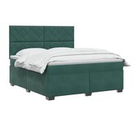 vidaXL Lit boxspring avec Matelas Vert foncé 140 x 190 cm Velours, Chambre, lit Tendance, Velours, tête de lit Ajustable, Matelas Ferme, Sommeil réparateur, idées déco