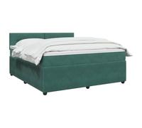 vidaXL Lit boxspring avec Matelas Vert foncé 140 x 190 cm Velours, Lit Moderne, avec tête de lit Ajustable, Velours, Confortable, Meuble Gain de Place stylé pour la Chambre