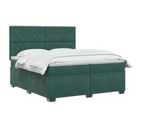vidaXL Lit boxspring avec Matelas Vert foncé 200 x 200 cm Velours, Chambre, lit Tendance, Velours, tête de lit Ajustable, Matelas Ferme, Sommeil réparateur, idées déco