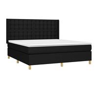 vidaXL Lit boxspring avec sommier et matelas à ressorts et lumières LED Tissu Noir 180 x 200 cm