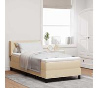 vidaXL Lit boxspring avec tête de lit Ajustable crème, 90 x 190 cm, Tissu Moderne, Housse Amovible, Mousse Haute densité, Meubles de Chambre, Ensemble Matelas, Cadre de lit Multi-Zones