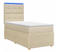 vidaXL Lit boxspring LED avec matelas Crème 100 x 200 cm Tissu 3455795