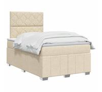 vidaXL Lit boxspring LED avec Matelas Crème 120 x 190 cm Tissu | Éclairage frais pour un style moderne, réglage de la hauteur pour votre confort, améliore le sommeil avec isolation de