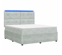 vidaXL Lit boxspring LED avec matelas Gris clair 180 x 200 cm Velours 3456119