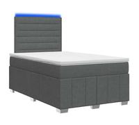 vidaXL Lit boxspring LED avec matelas Gris foncé 120 x 200 cm Tissu 3455571