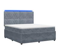 vidaXL Lit boxspring LED avec matelas Gris foncé 160 x 200 cm Velours 3456096