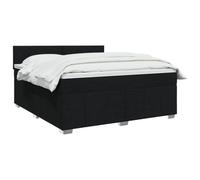 vidaXL Lit boxspring LED avec Matelas Noir 160 x 200 cm Tissu | Éclairage cool pour un style moderne, hauteur réglable pour votre confort, améliorer le sommeil avec isolation des mouvements
