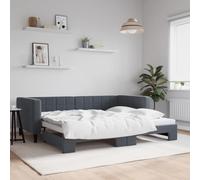 vidaXL lit Canapé-lit Convertible, Meuble Multifonction Salle de Séjour et Chambre à Coucher, Moderne, Gris Foncé 90x200 cm Velours