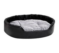 Vidaxl Lit Chiens Noir Et Gris 90x79x20 Cm Peluche Et Similicuir