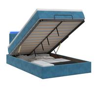 vidaXL Lit coffre avec matelas et LED Bleu foncé 120 x 200 cm Velours 3457063