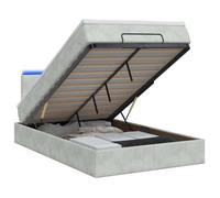 vidaXL Lit coffre avec matelas et LED Gris clair 120 x 190 cm Velours 3457125