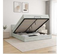 vidaXL Lit coffre avec matelas et LED Gris clair 180 x 200 cm Velours 3457227
