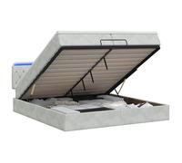 vidaXL Lit coffre avec matelas et LED Gris clair 200 x 200 cm Velours 3457089