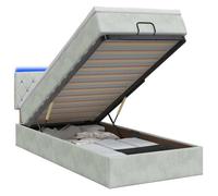 vidaXL Lit coffre avec matelas et LED Gris clair 90 x 190 cm Velours 3457035