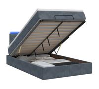vidaXL Lit coffre avec matelas et LED Gris foncé 120 x 200 cm Velours 3457132