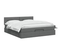 vidaXL Lit coffre avec matelas et LED Gris foncé 140 x 200 cm Tissu