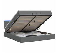 vidaXL Lit coffre avec matelas et LED Gris foncé 200 x 200 cm Tissu 3456851