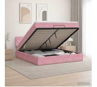 vidaXL Lit coffre avec matelas et LED Rose 140 x 190 cm Velours 3457214