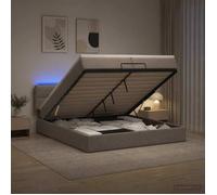 vidaXL Lit coffre avec matelas et LED Taupe 200 x 200 cm Tissu 3456937