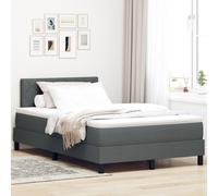 vidaXL Lit Coffre avec Matelas & LED Gris foncé 120x190 cm Tissu