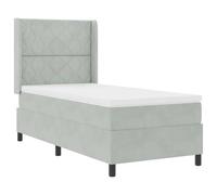 vidaXL Lit Coffre avec Matelas & lumière LED Gris Clair 90x190 cm en Velours