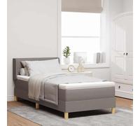 vidaXL Lit Coffre avec Matelas Taupe 80 x 200 cm, tête de lit réglable, Housse Amovible, Design Moderne, Cadre en Mousse Haute densité pour Un somnolent Confortable.