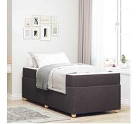 vidaXL Lit complet brun foncé, finition mate, 80 x 200 cm. Cadre en tissu avec matelas mi-ferme en mousse haute densité 3399317