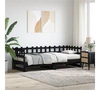 vidaXL Lit coulissant sans matelas 2x(90x190) cm Bois massif marron Noir
