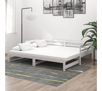 Vidaxl Lit Coulissant 2x(90x200) Cm Blanc Bois De Pin Massif Blanc