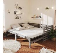 Vidaxl Lit Coulissant 2x(90x200) Cm Gris Bois De Pin Massif Gris