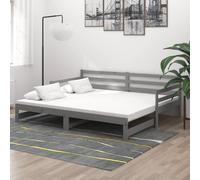 vidaXL Lit de jour extensible 2x(90x200) cm Gris Pin massif
