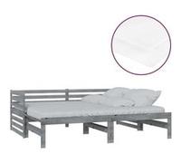 Lit coulissant 2x(90x200) cm Gris Bois de pin massif