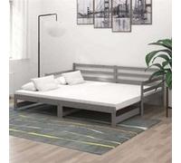 Lit coulissant 2x(90x200) cm Gris Bois de pin massif