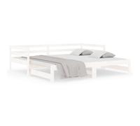 Vidaxl Lit Coulissant Blanc 2x(80x200) Cm Bois De Pin Massif Blanc