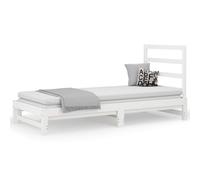 Vidaxl Lit Coulissant Blanc 2x(90x200) Cm Bois De Pin Massif Blanc