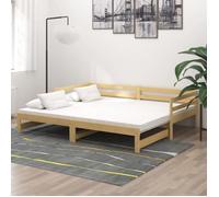 Lit Coulissant 2 Places 2x90x200 Cm Bois Pin Massif Lit Extensible Marron